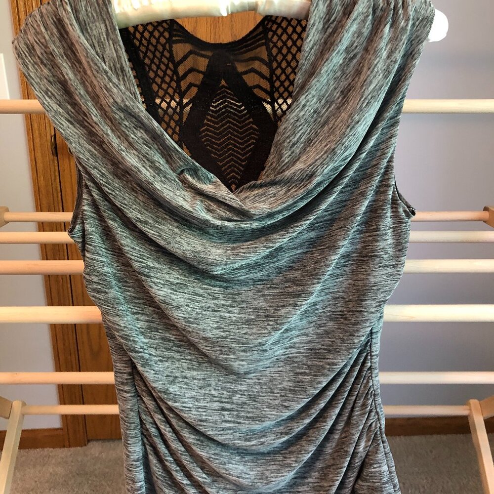 Women's Black and White Cowl Neck Sleeveless Top - Size Small